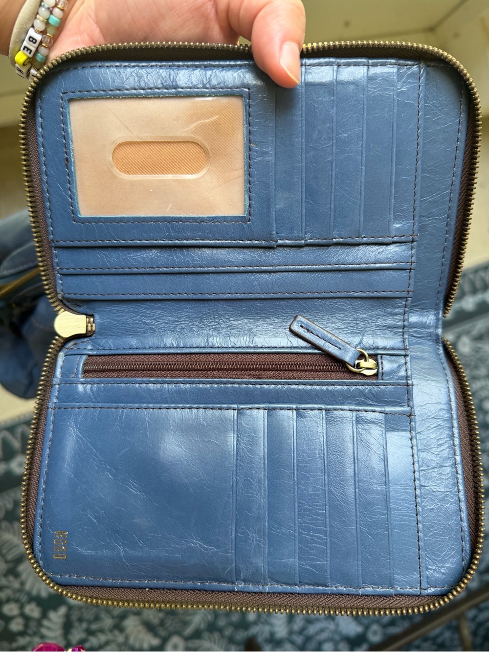 Vintage Hobo Sheila Satchel with Matching Wallet in Polished Dusty Blue - Picture 2 of 11